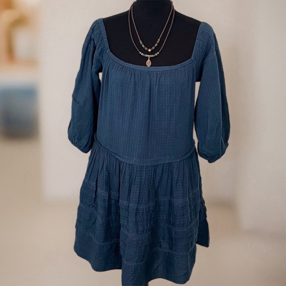 Free People Navy Candy Shop Boho Mini Dress Size S